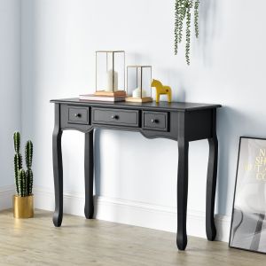 Table Console Hirschhorn avec 3 Tiroirs 78 x 100 x 35 cm Noir [en.casa]