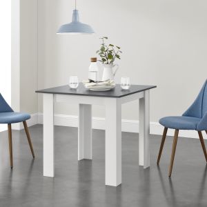 Table Carrée Algermissen pour 4 Personnes 80 x 80 x 76 cm Blanc Gris Foncé [en.casa]