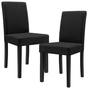 Kit de 2 Chaises Bois Massif Housse en Similicuir 90x42x48 cm Noir [en.casa]