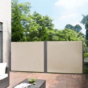 Double Brise-vue M&eacute;tal et Polyester Sable 160 x (2 x 300) cm [pro.tec]