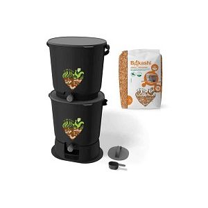 Composteur Bokashi ESSENTIAL 2 seaux noir + sac de son 2kg