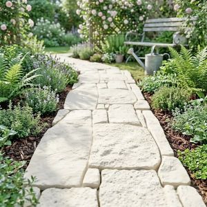 Parement ext&eacute;rieur en b&eacute;ton 0.14m2 pour mur et all&eacute;e - Aspect pierre naturelle L.44 x l.29cm