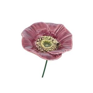 Pavot violet - Fleur en céramique sur tige à planter