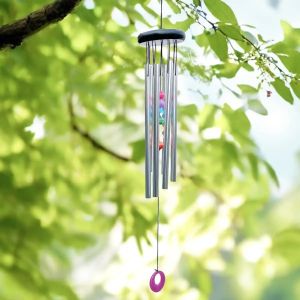 Carillon &agrave; vent 7 chakras - 6 tubes aluminium - H. 54cm