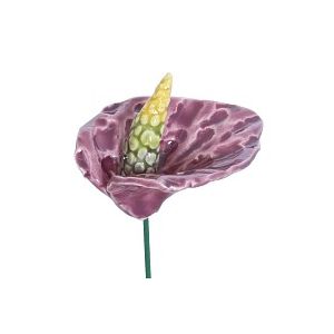Anthurium violet - Fleur en céramique sur tige à planter
