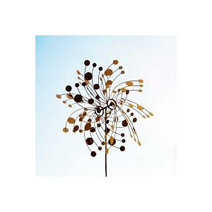 Éolienne de jardin en fer rouillé D.96 x H.210cm - Géométrique