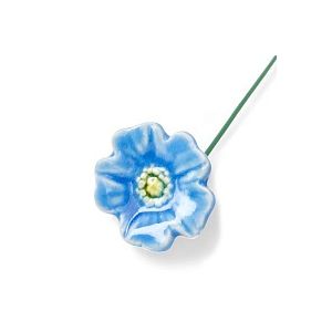 Mini pavot bleu clair - Fleur en c&eacute;ramique sur tige &agrave; planter