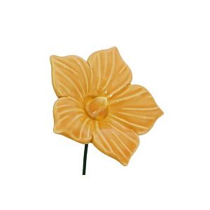 Malva Sylvestris jaune - Fleur en c&eacute;ramique sur tige &agrave; planter