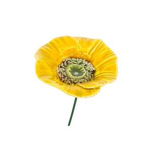 Pavot jaune - Fleur en c&eacute;ramique sur tige &agrave; planter