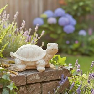 Tortue d&eacute;corative en pierre reconstitu&eacute;e - Statuette, Beige L.26 x H.14cm