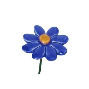 Petite marguerite bleu fonc&eacute; - Fleur en c&eacute;ramique sur tige &agrave; planter