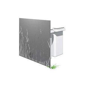 Cache deux poubelles métal gris motif herbe long. 159cm