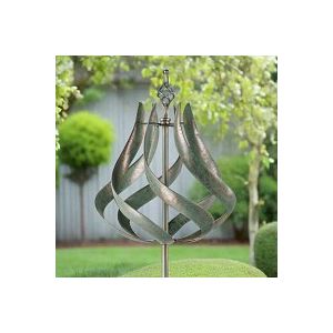 Eolienne Roseland en métal avec pied - Vert de gris - H. 192 x D. 44cm