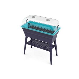 Potager sur pieds avec cloche à semis Calipso COMBI 40L - Turquoise