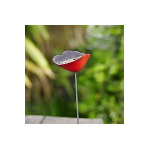 Coquelicots mangeoire en c&eacute;ramique rouge - Diam. 7cm - lot de 3