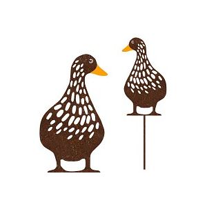 Silhouette canard sur tige en acier corten - 28 cm