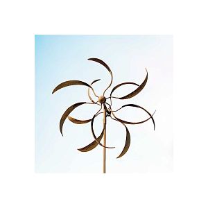 &Eacute;olienne de jardin en fer rouill&eacute; D.55 x H.195 cm - Feuilles de saule