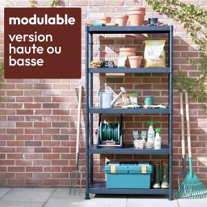 Étagère en plastique solide modulable - 5 tablettes, 50kg par étage L.90 x P.40 x H.184cm