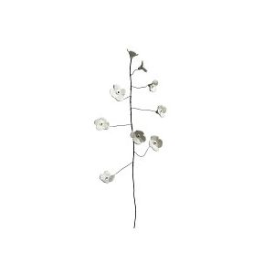 Fleurs de porcelaine sur branche en acier - Blanc