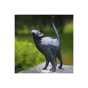 Statue chat qui s'&eacute;tire en bronze H. 30cm