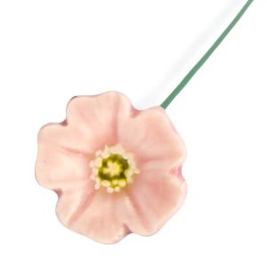 Mini pavot rose - Fleur en c&eacute;ramique sur tige &agrave; planter
