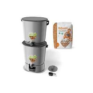 Composteur Bokashi ESSENTIAL 2 seaux gris + sac de son 2kg