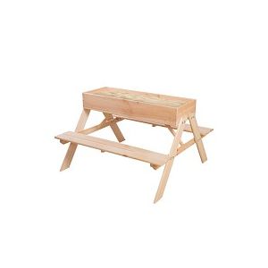 Table de pique-nique en bois avec bac à sable