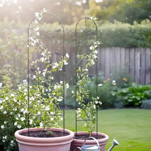 Treillis d&eacute;coratif arrondi Oiseaux - Pour rosiers et plantes grimpantes L.50 x H.170cm - M&eacute;tal