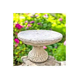 Abreuvoir à oiseaux sur socle imitation pierre style ancien - D.47 x H.28 cm