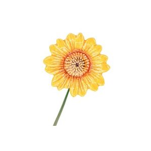 Tournesol jaune et orange - Fleur en c&eacute;ramique sur tige &agrave; planter