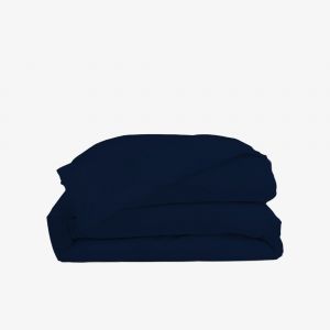 Housse de couette percale lav&eacute;e - 8 coloris au choix, Bleu marine / 140x200