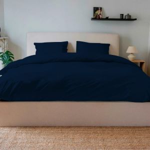 Housse de couette percale de coton - Bleu marine, 240x260
