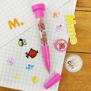 Monsieur Madame - Stylo de couleur avec tampon - Rose - Mme Princesse