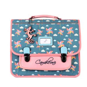 Cartable 35 cm r&eacute;tro moulin - Cam&eacute;l&eacute;on - Green Windmill - Maternelle et CP