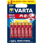 Pile Varta AAA Max Tech Alcaline Pack 6 pi&egrave;ces Rouge Jaune Cylindrique