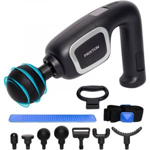 Prixton Power Flex Pistolet de Massage 7 Têtes + Bande Élastique + Fonction Chaleur + 6 Vitesses