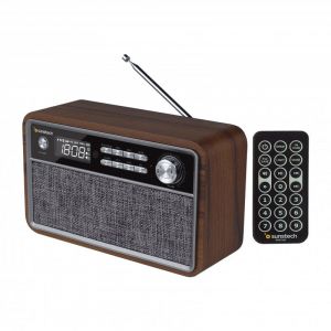 Sunstech RPBT500 Radio portative avec Bluetooth Noir/Bois