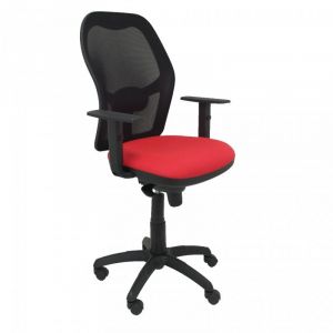 Piqueras y Crespo Jorquera Chaise en maille noire Bali assise rouge