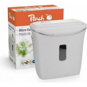 Destructeur de documents Peach PS600-06 microcoupe P-5 4 feuilles 12L blanc