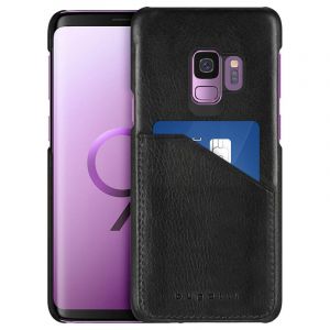 &Eacute;tui rigide en cuir v&eacute;ritable noir Bugatti Londra pour Samsung Galaxy S9