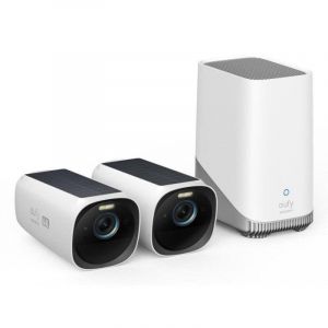 Cam&eacute;ra de surveillance Eufy eufyCam S330 4K Vision Nocturne Ext&eacute;rieure IA Panneau Solaire Audio Bidirectionnel