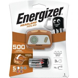 Lampe frontale Energizer 500 lumens, fonctionne sur piles, l&eacute;g&egrave;re, luminosit&eacute; r&eacute;glable