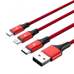 C&acirc;ble UNITEK C4049RD 1,2 m USB A vers USB C Micro-USB Lightning Rouge