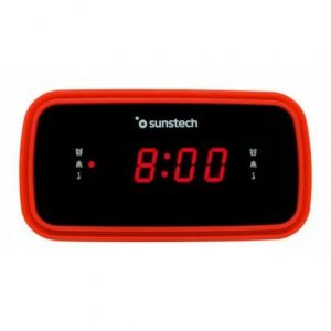 Réveil Sunstech FRD60RD Radio FM LED Vibration Double Alarme Rouge