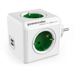 PowerCube Original USB 4 Prises + 2 USB Vert