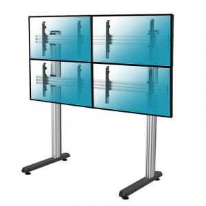 Kimex Support de sol pour 4 écrans TV 45"-55" Hauteur 175 cm VESA 600 x 400 Max 50 kg