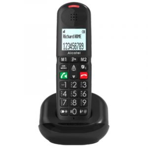 Téléphone sans fil Alcatel blanc avec répondeur, écran rétroéclairé, 100 contacts