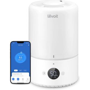 Humidificateur ultrasonique à remplissage par le haut Levoit Dual 200S 3 L, application Alexa, < 28 dB, blanc