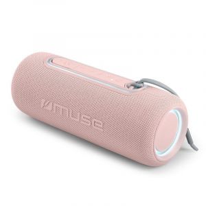 Enceintes Muse Bluetooth sans fil 20W &eacute;tanches IPX5 lumineuses rose