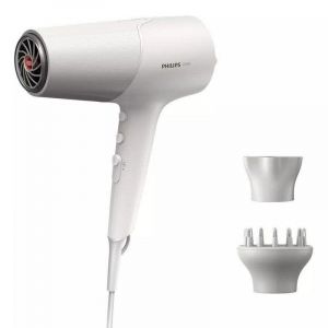 S&egrave;che-cheveux Ionique Professionnel Philips 5000 Series BHD501/20 2100W 3 Temp&eacute;ratures 2 Vitesses ThermoShield Accessoires Blanc